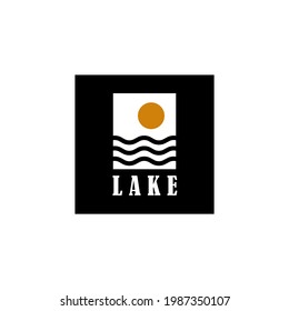 Silhouette Water waves Lake River Gulf Illustration Logo