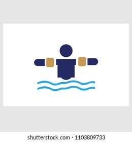 Person’s silhouette with water wings on waves