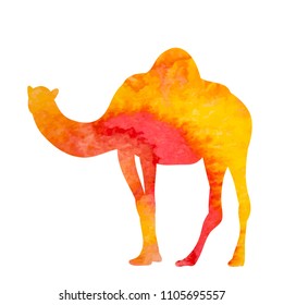 silhouette watercolor camel