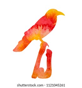 silhouette of a watercolor raven