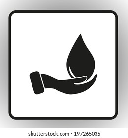 Silhouette of water-drop and hands vector illustration