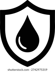 silhouette waterproof shield icon representing protection against liquid and moisture vector design