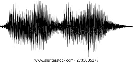 Silhouette waveform representing audio signals, voice, music frequency, and sound energy. Ideal for creative, educational, and professional applications such as podcasts, streaming platforms, music apps, recording studios, and motion graphics. Works well in marketing materials, presentation slides, video content, design, and branding projects. The minimalistic black silhouette style provides a modern and professional look.