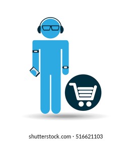 silhouette wearable technology shopping vector illustration eps 10