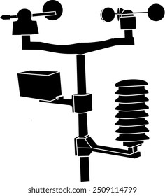 Silhueta de Equipamento de Medição de Tempo: Anemômetro e Outros Dispositivos Meteorológicos