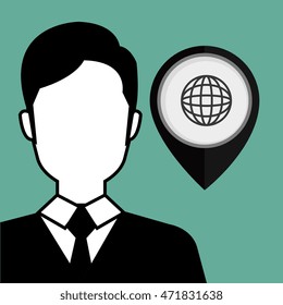 silhouette web internet pin vector illustration graphic