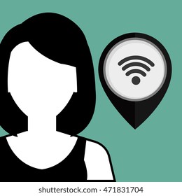 silhouette web internet pin vector illustration graphic