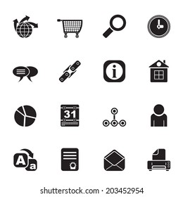 Silhouette Web Site, Internet and computer Icons - vector icon set