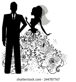 silhouette of wedding couple