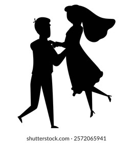 Silhouette of a Wedding Couple on Their Special Day