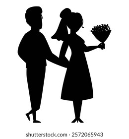 Silhouette of a Wedding Couple on Their Special Day
