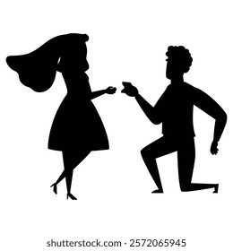 Silhouette of a Wedding Couple on Their Special Day