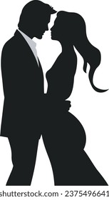 silhouette of a wedding couple vector