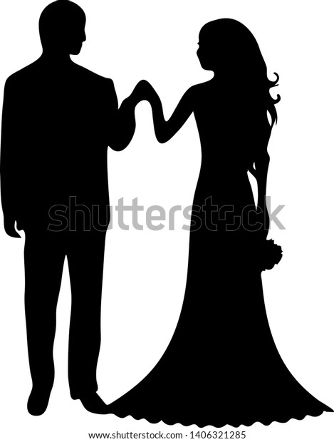 Silhouette Wedding Dance Bride Groom Stock Vector Royalty Free