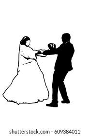 Silhouette of wedding dance vector