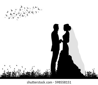 silhouette of wedding, invitation