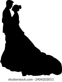 silhouette of wedding photo vector