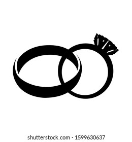 Silhouette of a wedding rings - Vector illustration
