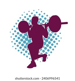 Silhouette of a weight lifting male athlete in action pose. Silhouette of a male athlete in weight lifting sport.
