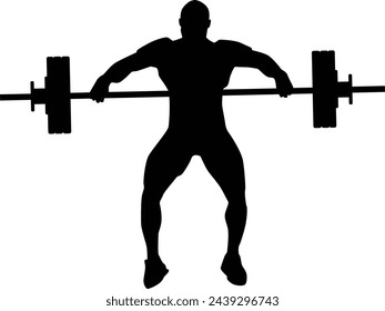 Silhouette of weightlifter illustration. Bodybuilder doing activity