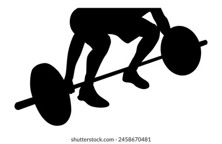 silhouette of weightlifter man preparing for barbell workout in gym