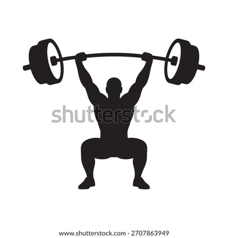 Silhouette of a weightlifter performing a clean and jerk