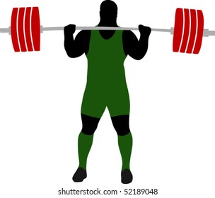 Silhouette of weightlifter. Vector illustration.