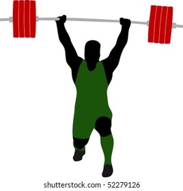 Silhouette of weightlifter. Vector illustration.
