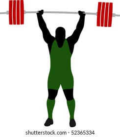 Silhouette of weightlifter. Vector illustration.