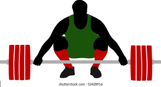 Silhouette of weightlifter. Vector illustration.