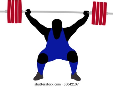 Silhouette of weightlifter. Vector illustration.