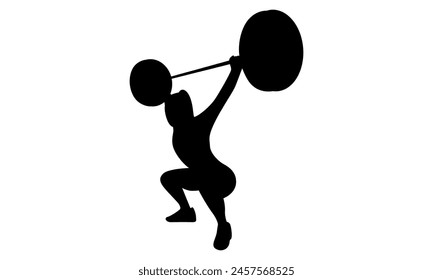 silhouette of weightlifter woman vector illustration