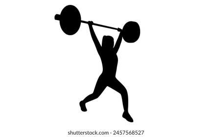 silhouette of weightlifter woman vector illustration