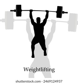 Silhouette  Weightlifting action in transparent background.