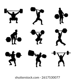 silhouette weightlifting collection set on white background