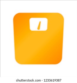 silhouette of weights, simple symbol. Orange sign with low light on white background
