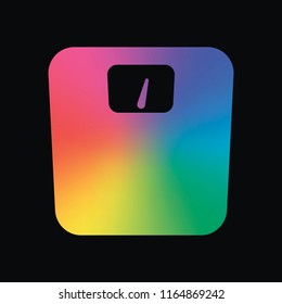 silhouette of weights, simple symbol. Rainbow color and dark background