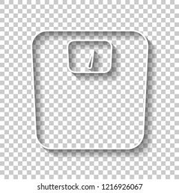 silhouette of weights, simple symbol. White outline sign with shadow on transparent background
