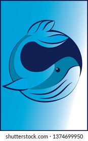 
silhouette of a whale on a blue background