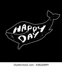 Silhouette of whale. Print for shirts. Vector illustration