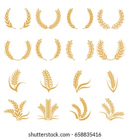 Silhouette of wheat. Corn vector symbols isolated on white