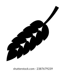 Silhouette de la oreja de trigo, elemento de la decoración festiva del día de Acción de Gracias. Símbolo de vacaciones de contorno de oído de trigo. Icono de vector de forma negra simple aislado en fondo blanco