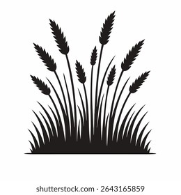 Silhouette of Wheat Stalks and Grass Blades Illustration