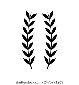 Silhouette of wheat wreath vector design on white background