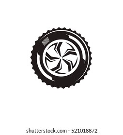 The silhouette of the wheel. The borders for driving and auto business.
