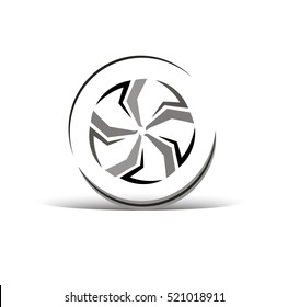 The silhouette of the wheel. The borders for driving and auto business.
