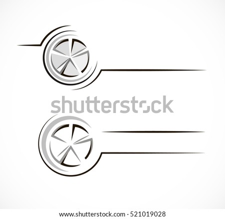 The silhouette of the wheel. The borders for driving and auto business.
