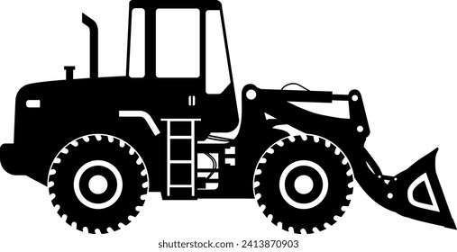 Silueta del icono del cargador de ruedas en estilo plano. Ilustración vectorial