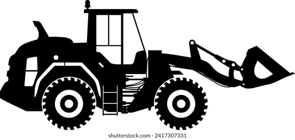 Silueta del icono del cargador de ruedas en estilo plano. Ilustración vectorial