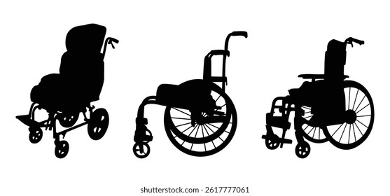 silhouette in a wheelchair vector art illustration